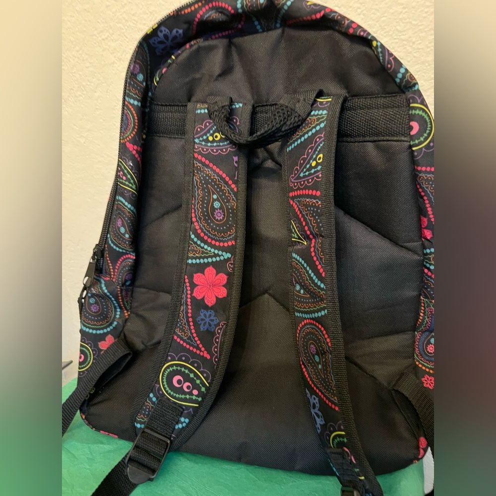 Black Paisley Floral Backpack - Multicolor Pattern - Picture 2 of 5